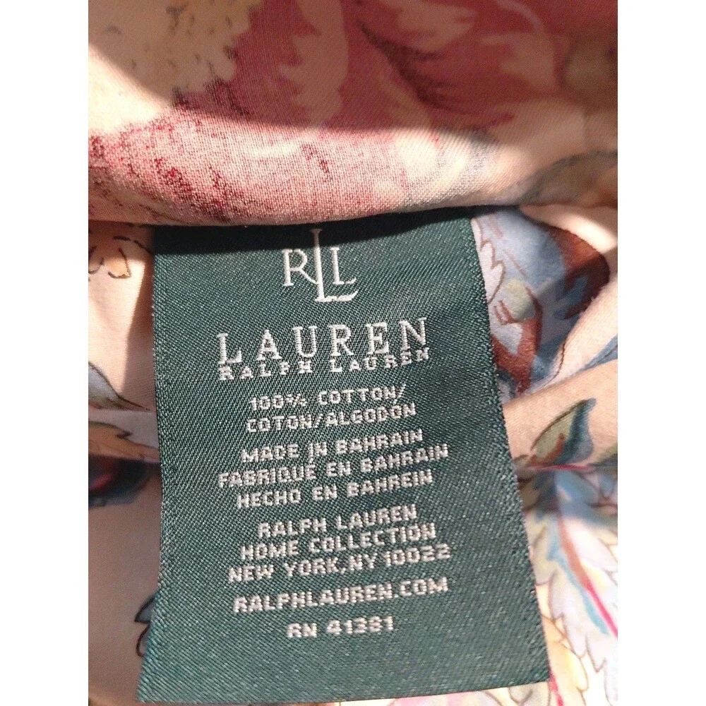 Ralph Lauren Tangier TWO Shams Jute Trim Tan Floral Design 23